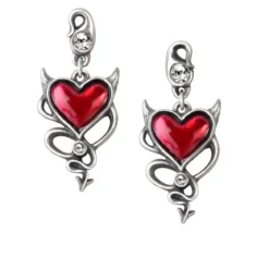 Alchemy Gothic Devil Heart Studs - Korvakorut