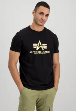 Alpha Industries Basic Foil Print - T-Paita, musta-kulta