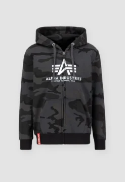 Alpha Industries Basic Zip Camo - Vetoketjuhuppari, black camo
