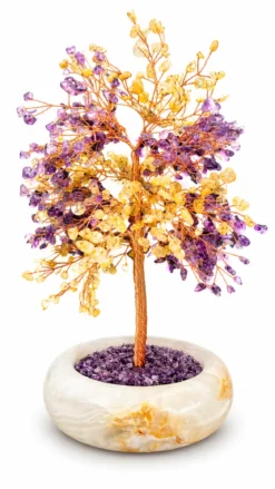Ametisti & keltainen kvartsi - Kristallipuu, 25 cm