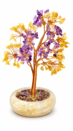 Ametisti & keltainen kvartsi - Kristallipuu, 20 cm
