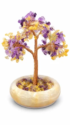 Ametisti & keltainen kvartsi - Kristallipuu, 15cm