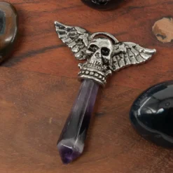 Ametisti riipus - Winged Skull 4,5cm