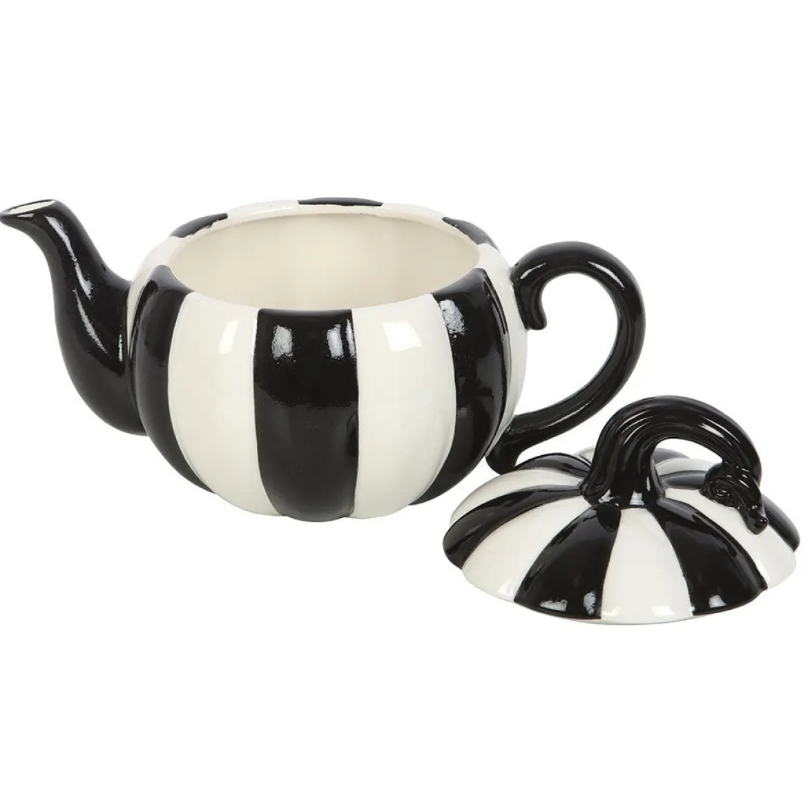 Black and White Striped Pumpkin - Teekannu