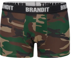 Brandit - Bokserit logolla, woodland/black