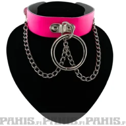 Bullet 69- Choker, Ring and chain Fluorescent Patent Pink