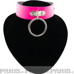 Bullet 69- Choker, 2 row medium ring, Fluorescent Patent Pink