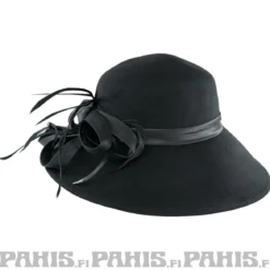 Bullet69 Hattu - Black felt with bow and feathers