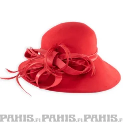 Bullet69 Hattu - Red felt with bow and feathers