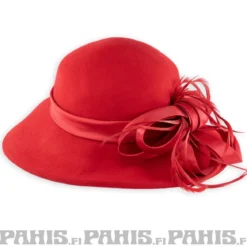 Bullet69 Hattu - Red felt with bow and feathers
