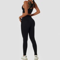 High waist scrunch - leggingsit, musta
