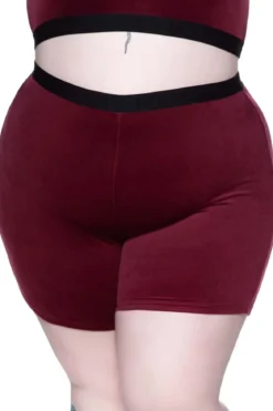 Killstar Moon Cycle - Velour Pyöräilyshortsit, burgundy