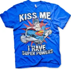 Kiss me I have super powers - T-paita, sininen