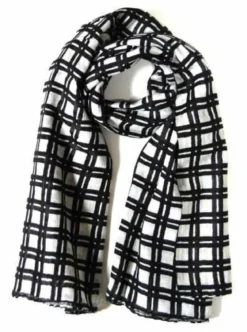 Kuviollinen puuvilla huivi - Black and white squares