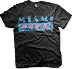 Miami Vice Distressed logo - T-paita, musta