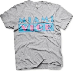 Miami Vice Distressed logo - T-paita, harmaa
