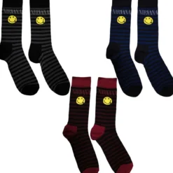 Nirvana: Happy Face Stripes - Nilkkasukat, 3 paria
