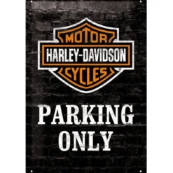 Peltikyltti 20x30cm - Harley Davidson Parking Only