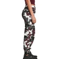 Urban Classics High Waist - Naisten reisitaskuhousut, wine camo