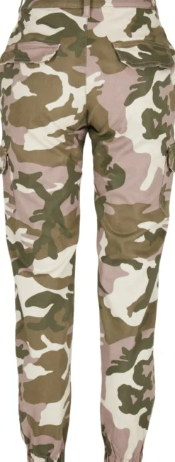 Urban Classics High Waist - Naisten reisitaskuhousut, duskrose camo