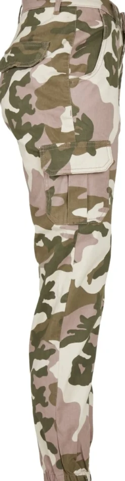 Urban Classics High Waist - Naisten reisitaskuhousut, duskrose camo