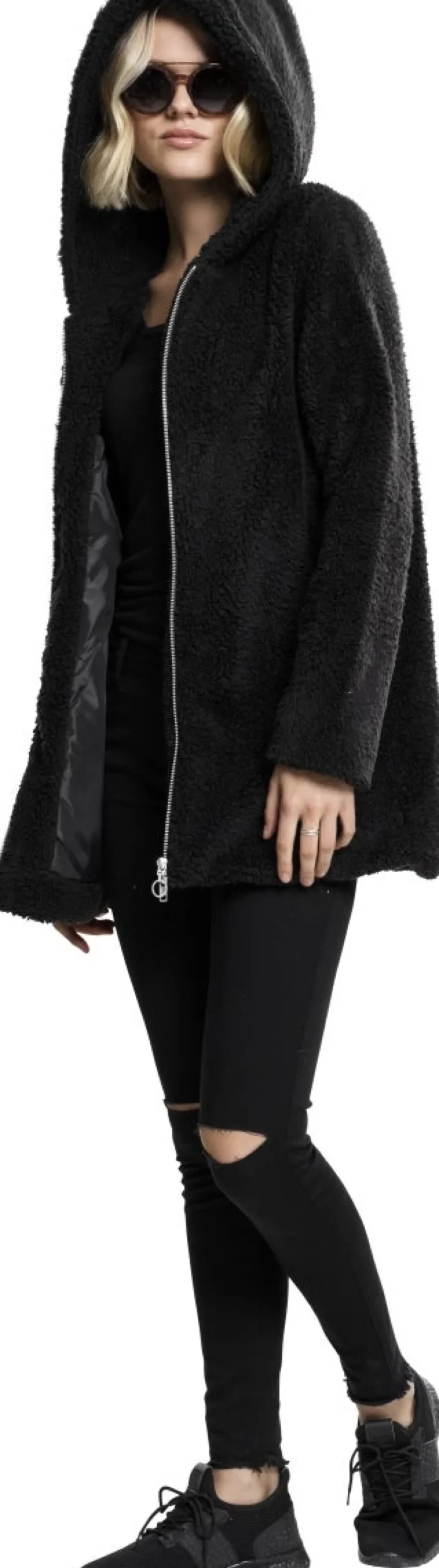 Urban ClassicsLadies Sherpa Jacket - Naisten välikausitakki, musta
