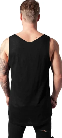 Urban Classics Long shaped open edge - Miesten Hihaton Paita, musta