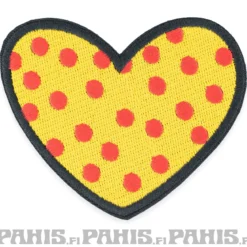 Yellow Polka Dot Heart - kangasmerkki